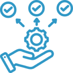 Building icon representing product development