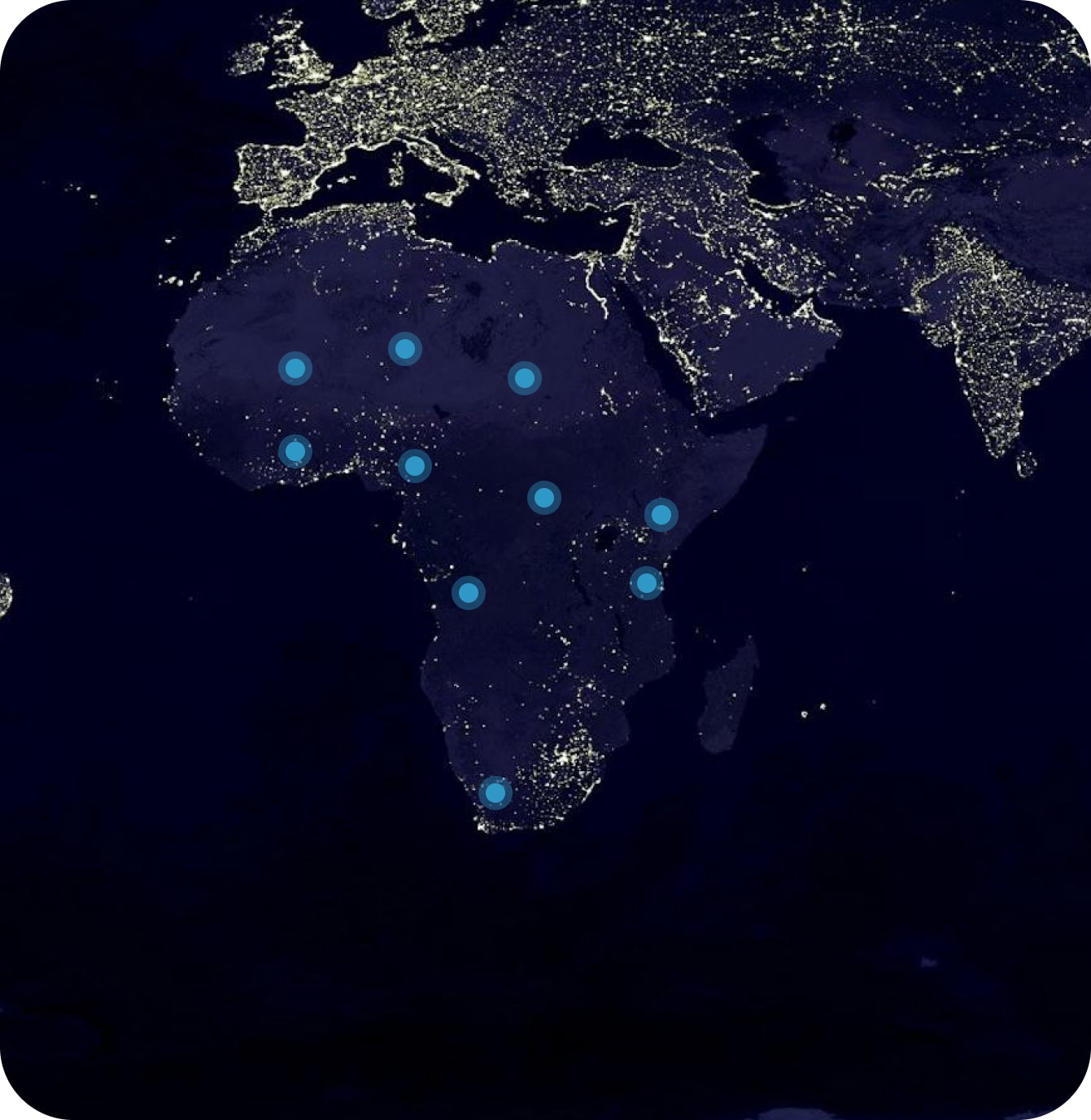 Map of Africa showing DGL's coverage across the continent