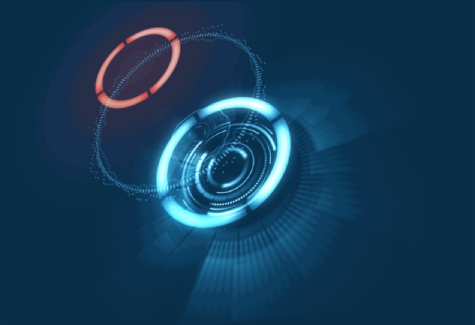 Decorative glowing lenses accent