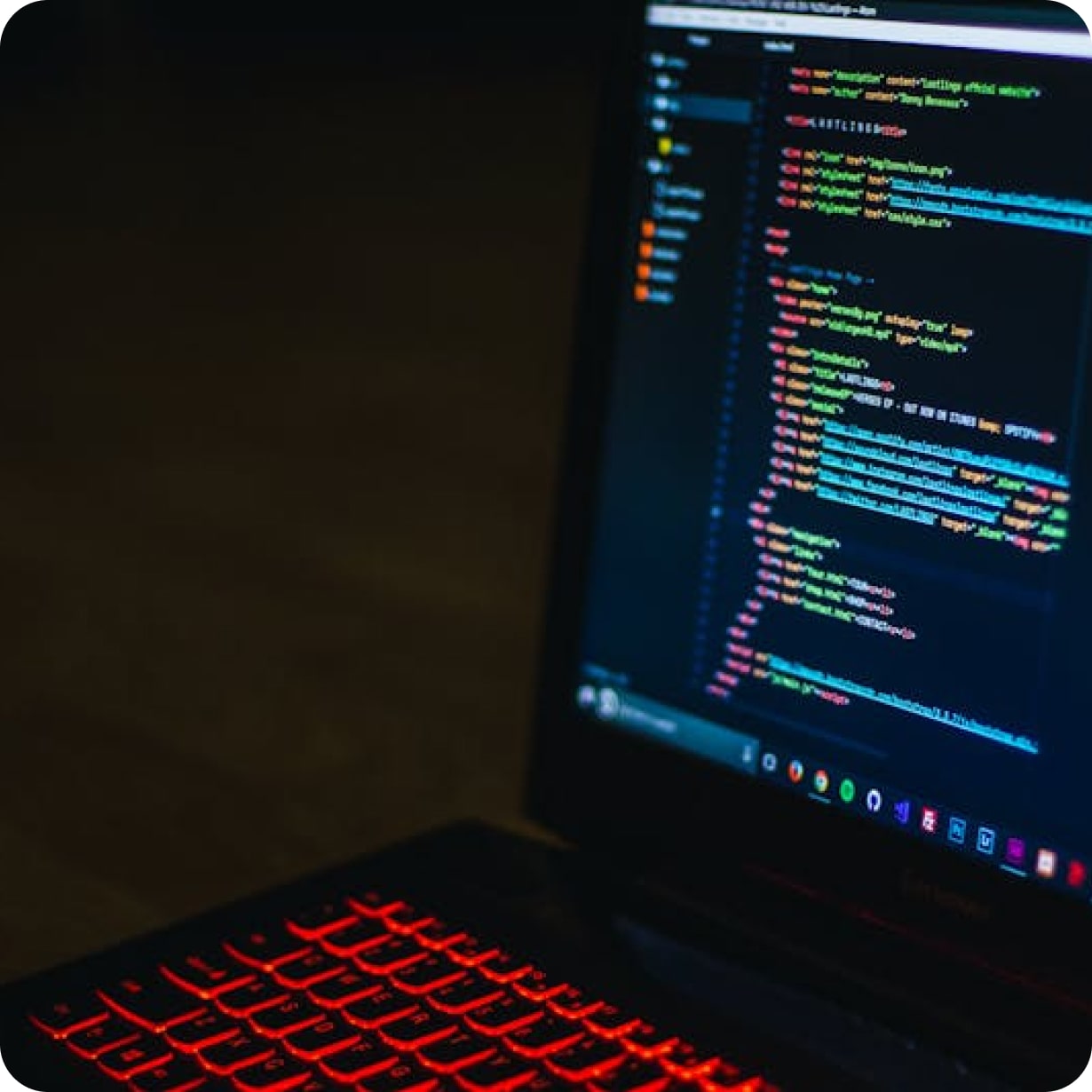 Laptop with code representing building products