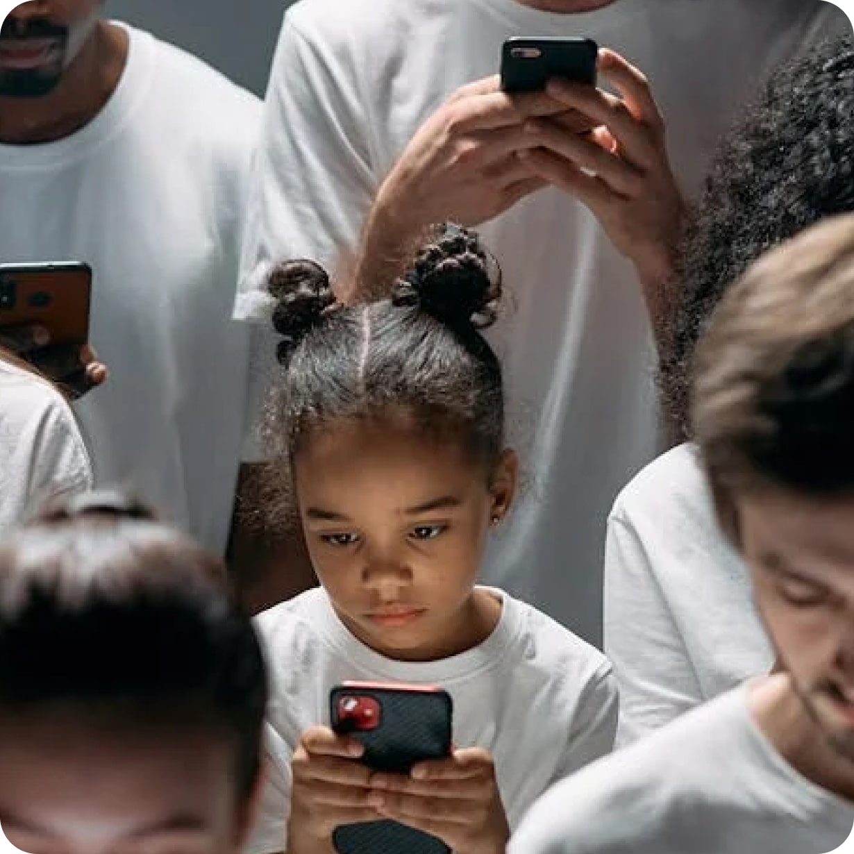People using phones representing customer focus