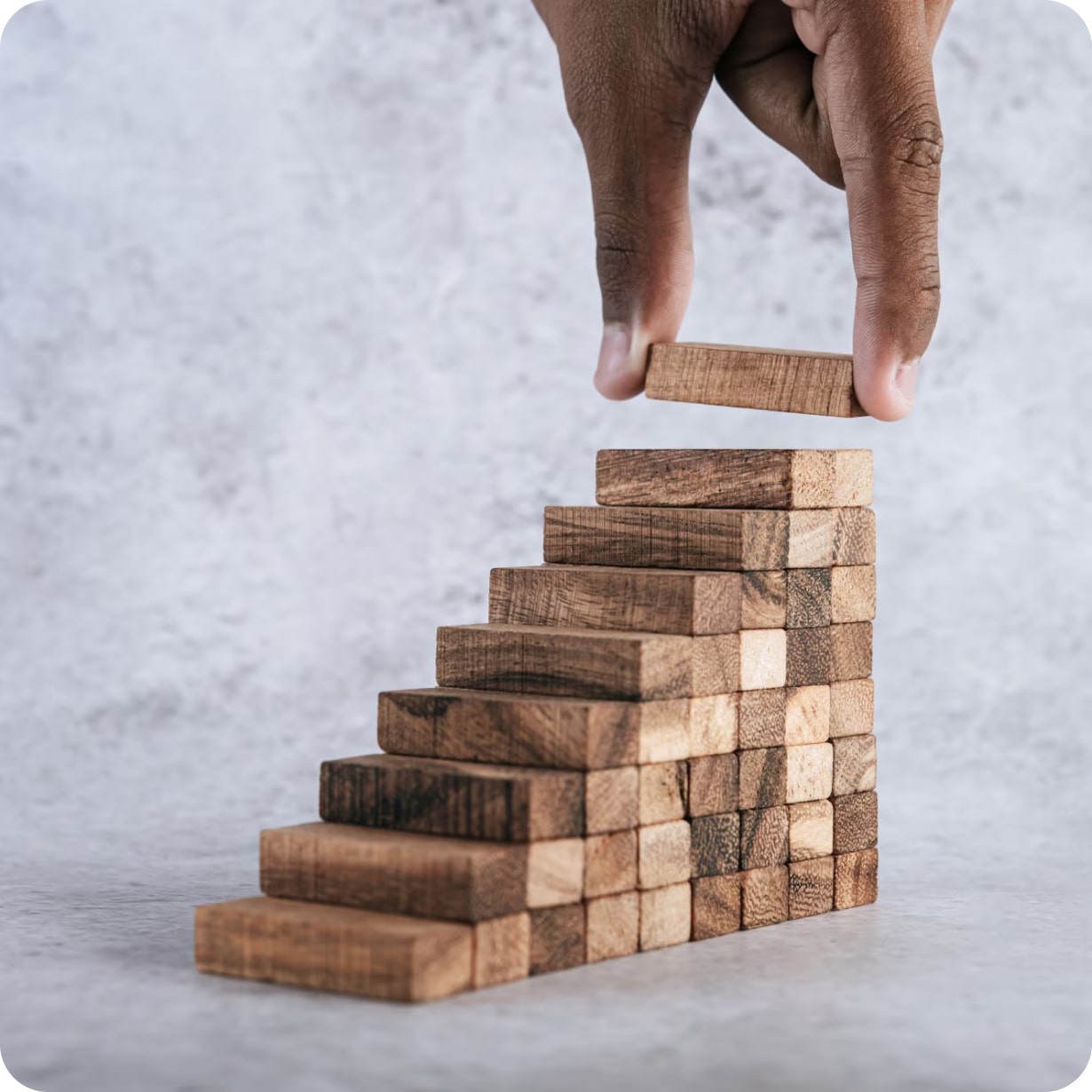 Wooden building blocks representing flexible vision